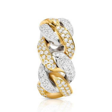 Cuban Ring in 14k Two Tone Gold 2.5 Ctw